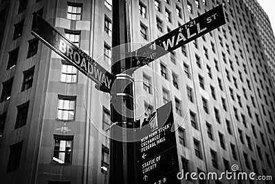 Wall Street and Broadway, New York, United States Editorial Stock Photo