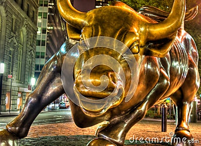 Wall Street Bull Editorial Stock Photo