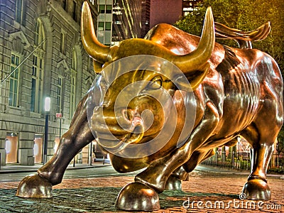 Wall Street Bull Editorial Stock Photo