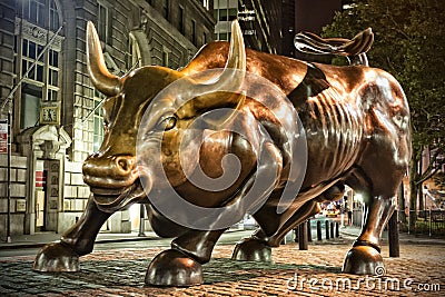 Wall Street Bull Editorial Stock Photo
