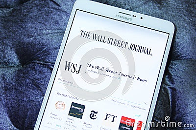 The Wall Street Journal mobile app Editorial Stock Photo