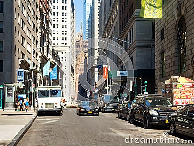 Wall Street on Manhattan Financial District Editorial Stock Photo