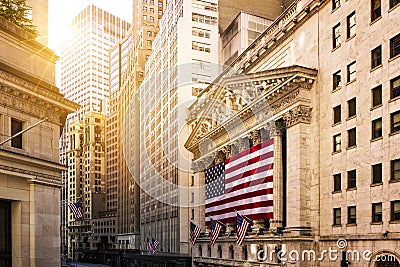 Wall street in New York Editorial Stock Photo