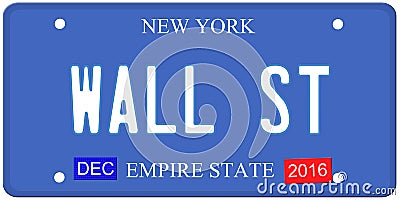 Wall Street New York License Plate Stock Photo