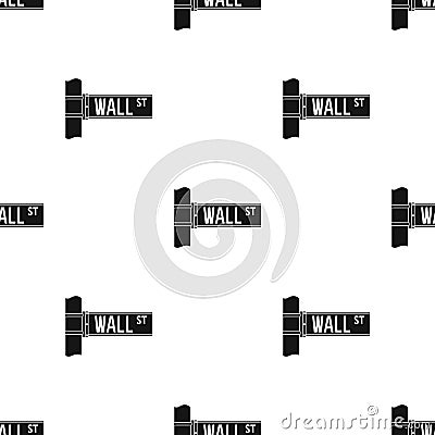 Wall Street sign icon in black style isolated on white background. Money and finance pattern stock vector illustration. Vector Illustration