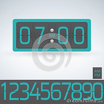 Wall or Table flip clock, number counter template, all digits ready to use. Stock Photo