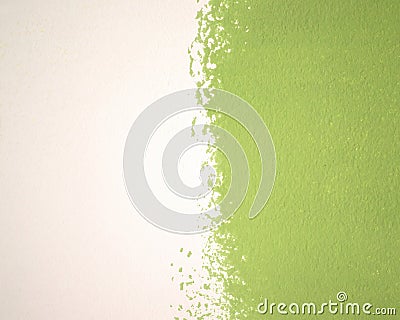 The Wall Texture is Half White, Half Green. Apartment Painting, Paint Repair. Leave Blank White Copy Space for Descriptive Text Stock Photo