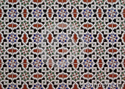 Wall tiled with colorful geometrical pattern Stock Photo