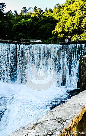 Waterfall, park, landscape, nature , water, greens Stock Photo