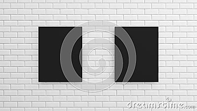 Wall white bric and black frame for inserting text or images.,3d rendering Stock Photo