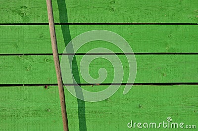Wood planks painted in green, shadow Stock Photo