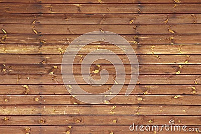 the wall of the wooden house with the new brown paint covered mordant Stock Photo