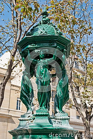 Wallace fountain detail, Paris Stock Photo