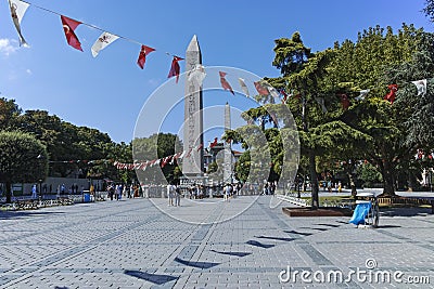 Walled Obelisk in city of Istanbul, Turkey Editorial Stock Photo