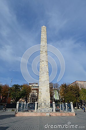 Walled Obelisk on Hippodrome in Istanbul Editorial Stock Photo