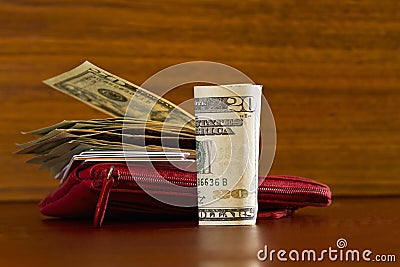 Wallet with American currency Stock Photo