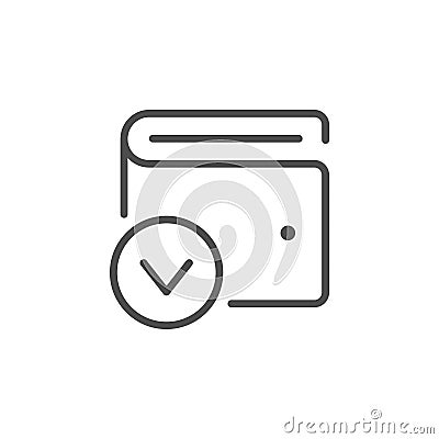 Wallet approvement line outline icon Vector Illustration