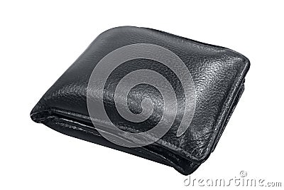 Wallet, billfold, black leather wallet isolated on white background, wallet full on white background selective focus Stock Photo