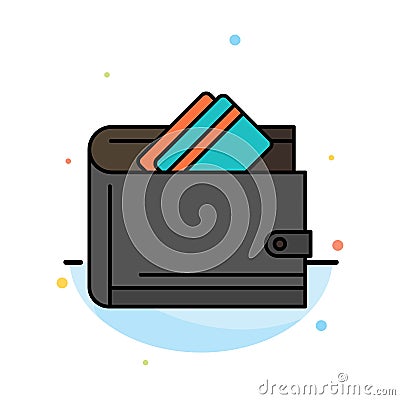 Wallet, Cash, Credit Card, Dollar, Finance, Money Abstract Flat Color Icon Template Vector Illustration