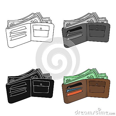 Wallet with cash icon in cartoon style isolated on white background. Supermarket symbol stock vector illustration. Vector Illustration