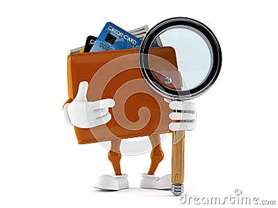 Wallet character with magnifying glass Cartoon Illustration