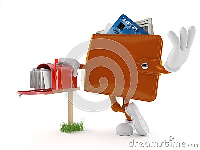 Wallet character with mailbox Cartoon Illustration