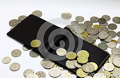 Wallet and coins Stock Photo