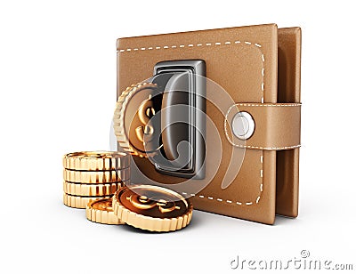 Wallet and coins Stock Photo