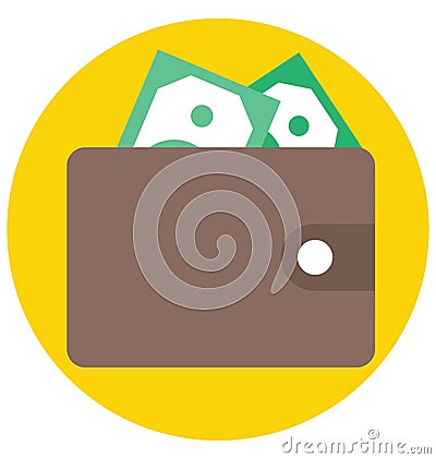 Wallet Color Isolated Vector Icon that can be easily modified or edit Wallet Color Isolated Vector Icon that can be easily modifi Vector Illustration