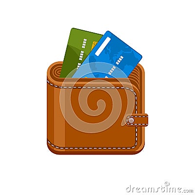 Wallet with credit bank cards. Vector Illustration