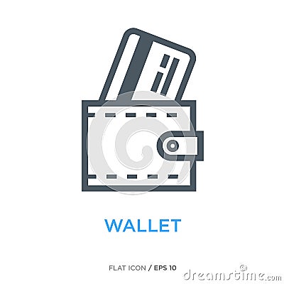 Wallet with credit card line flat icon Vector Illustration