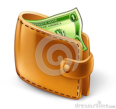 Wallet with dollar Vector Illustration