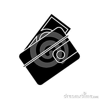 wallet dollar money cash pictogram Cartoon Illustration