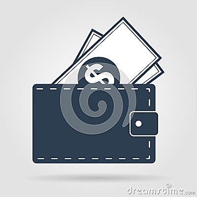 Wallet with dollars icon Vector Illustration