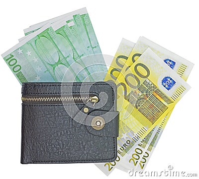 Wallet with euro Stock Photo