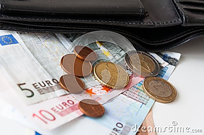Wallet with euro money Stock Photo