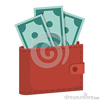 Wallet full of cash money Vector Illustration