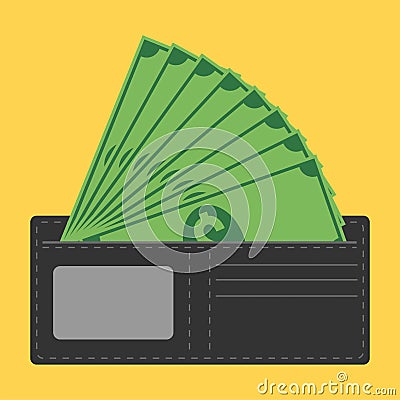 Wallet full of money Vector Illustration