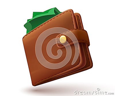 Wallet full of money sign Vector Illustration