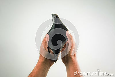 Wallet in hand on white background Stock Photo