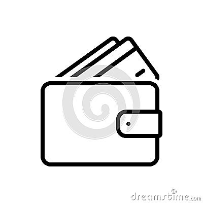 Black line icon for Wallet, purse and billfold Vector Illustration