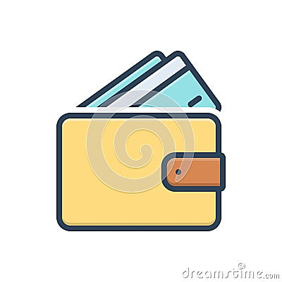 Color illustration icon for Wallet, purse and billfold Cartoon Illustration