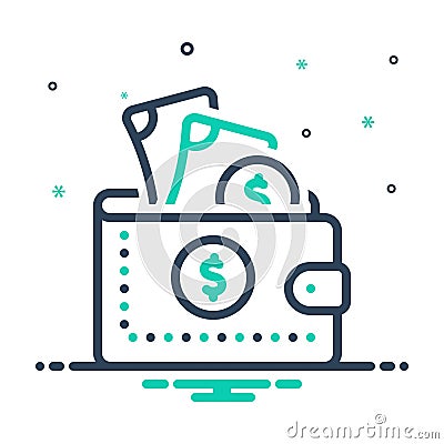 Mix icon for Wallet, purse and cash Vector Illustration