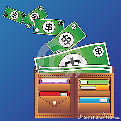 Wallet and money Vector Illustration