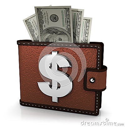 Wallet with money Cartoon Illustration