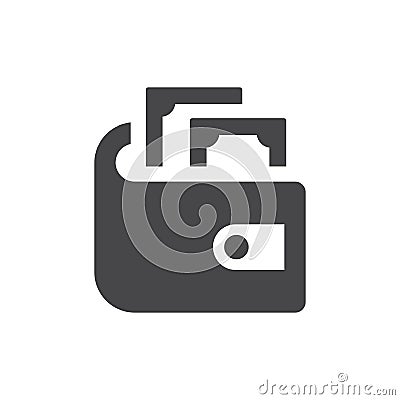 Wallet with money black vector icon Vector Illustration