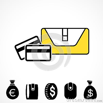 Wallet or Pocketbook Vector Icon Vector Illustration