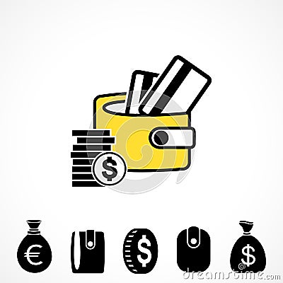 Wallet or Pocketbook Vector Icon Vector Illustration