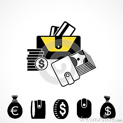 Wallet or Pocketbook Vector Icon Vector Illustration