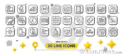Wallet, Puzzle time and Fast delivery line icons pack. For web app. 3d design elements. Vector Stock Photo